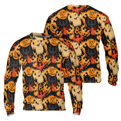 Funny Pumpkins Ghost Boo Halloween Abstract Seamless Pattern Sweatshirt - HYPERFAVOR