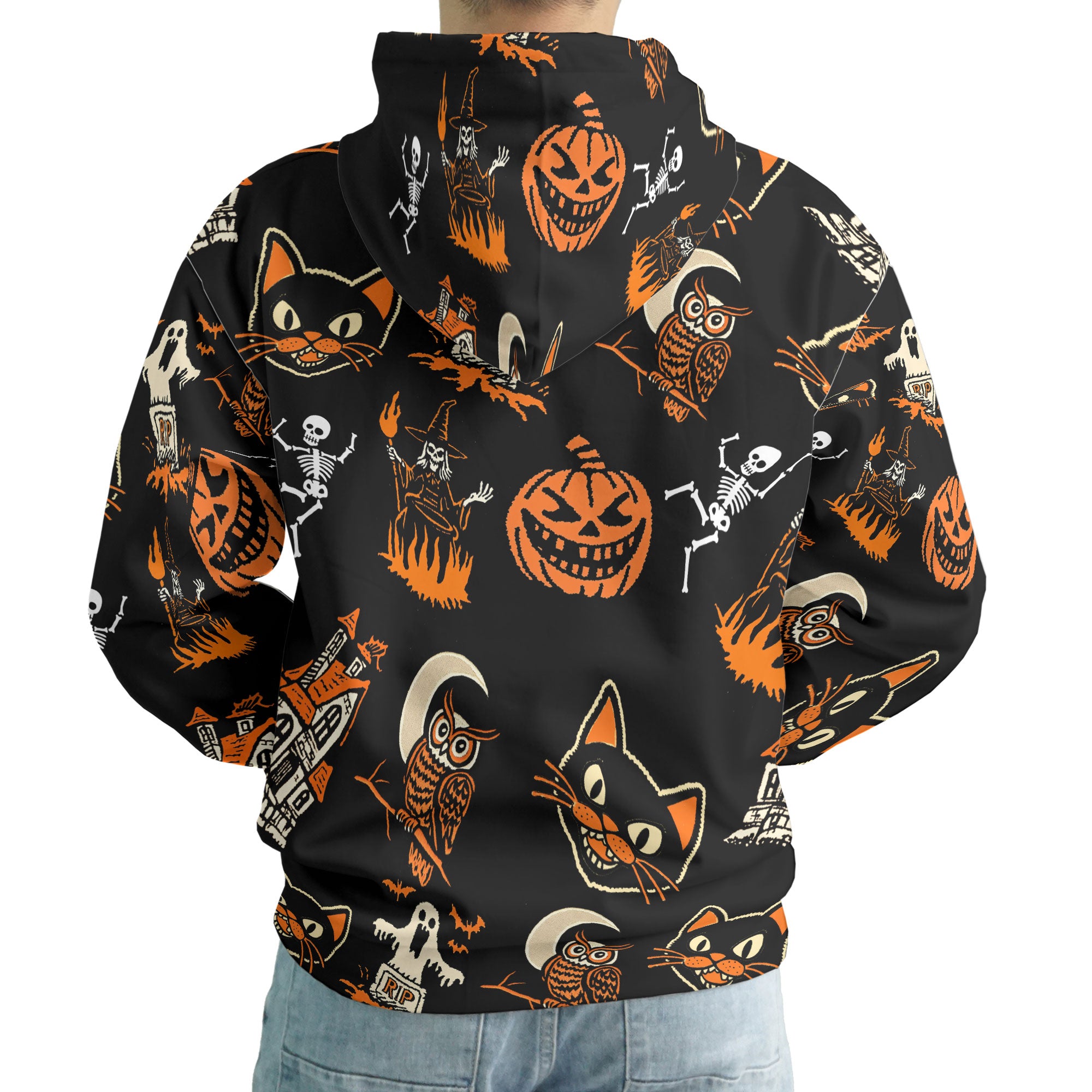 Funny Pumpkins Ghost Scary Halloween Pattern Hoodie - HYPERFAVOR