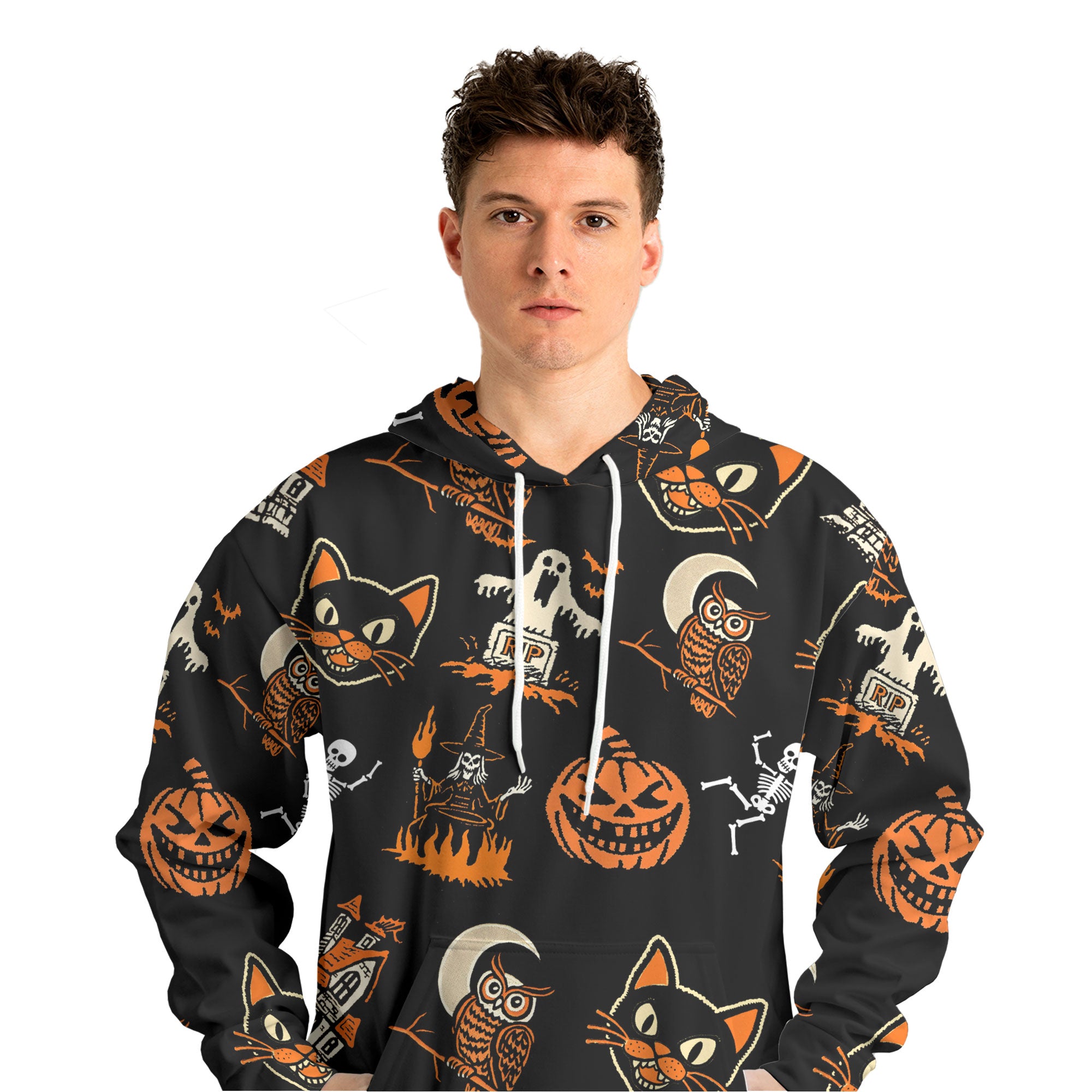 Funny Pumpkins Ghost Scary Halloween Pattern Hoodie - HYPERFAVOR