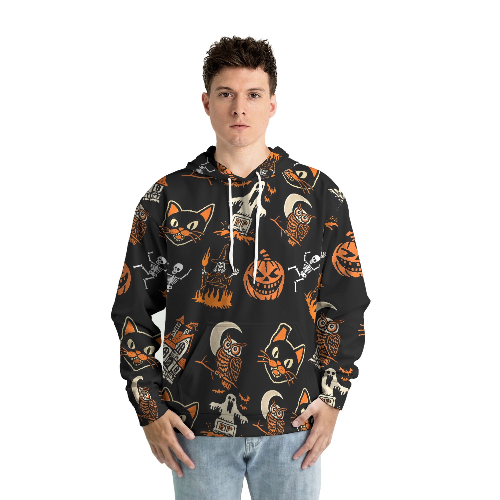 Funny Pumpkins Ghost Scary Halloween Pattern Hoodie - HYPERFAVOR