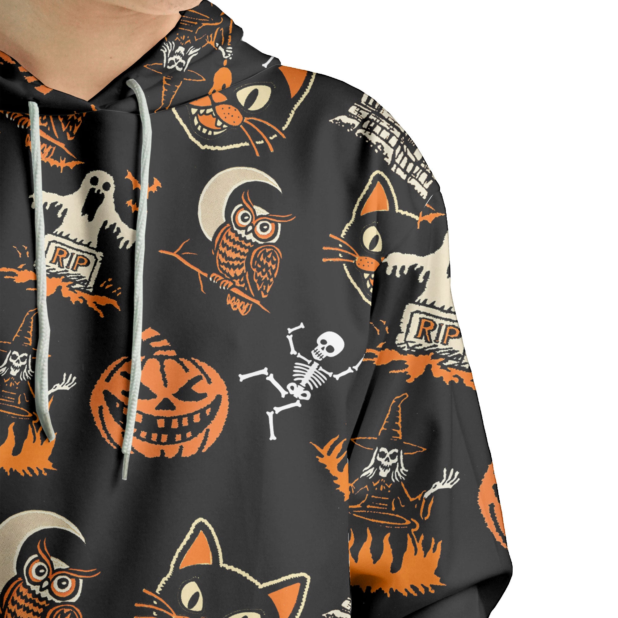 Funny Pumpkins Ghost Scary Halloween Pattern Hoodie - HYPERFAVOR