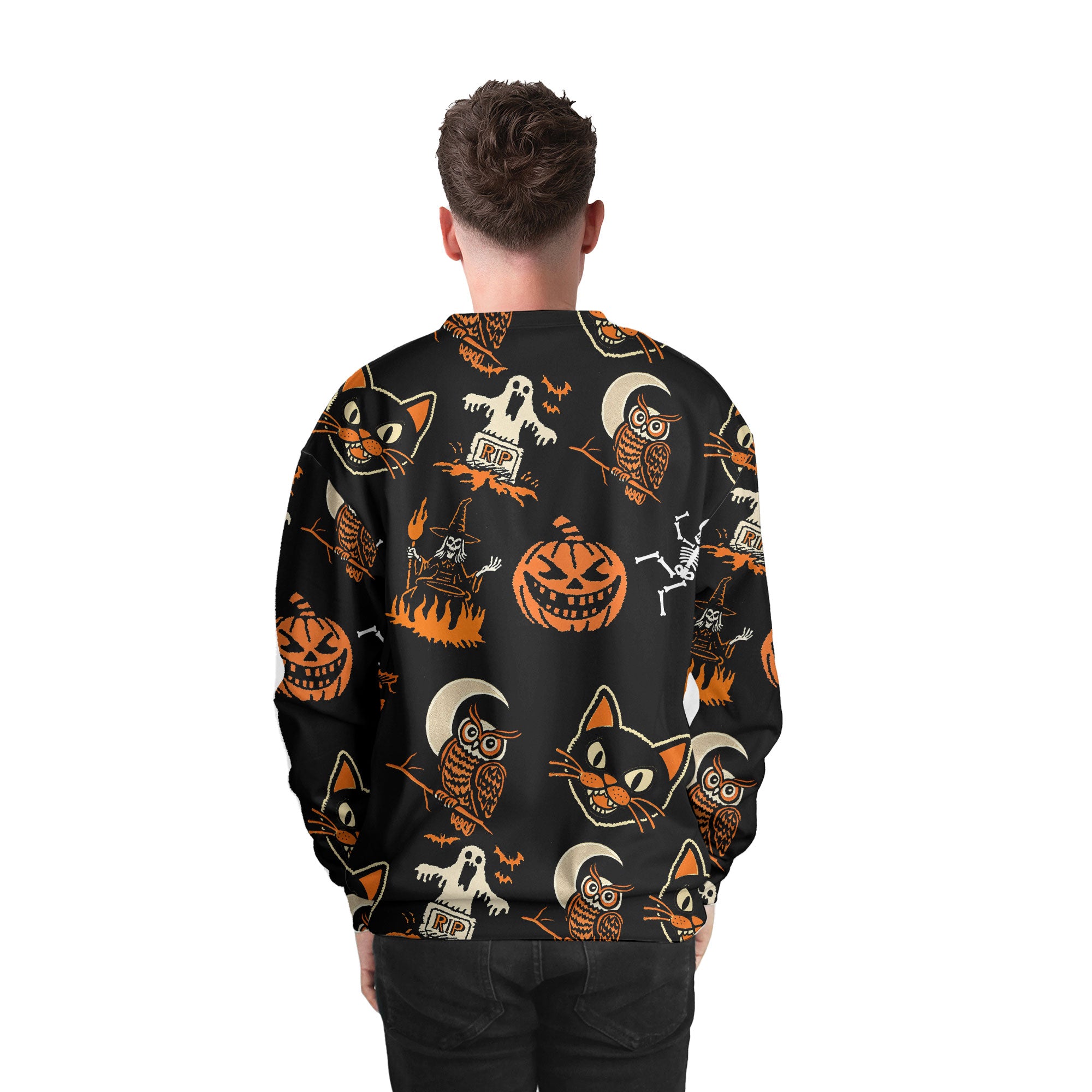 Funny Pumpkins Ghost Scary Halloween Pattern Sweatshirt - HYPERFAVOR