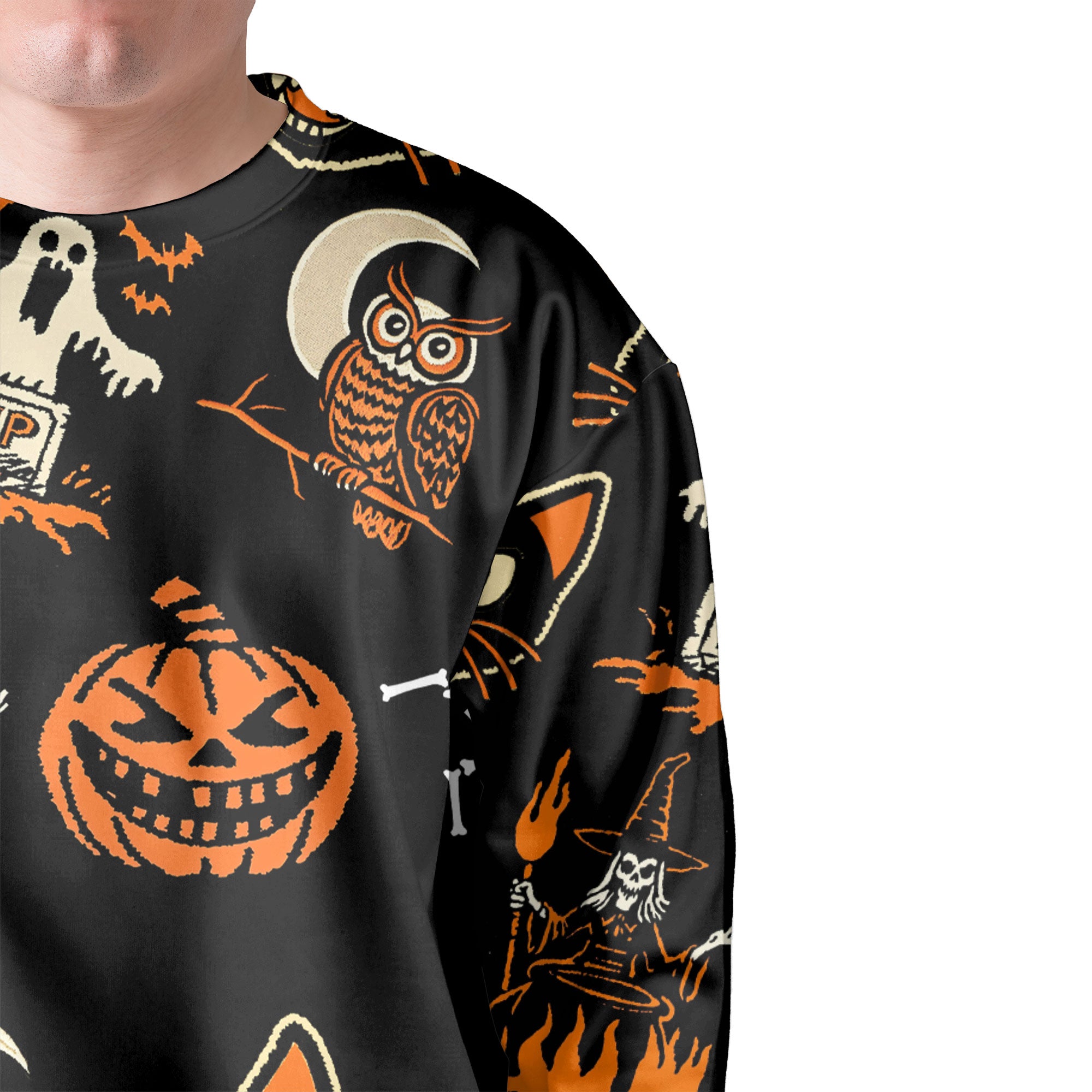 Funny Pumpkins Ghost Scary Halloween Pattern Sweatshirt - HYPERFAVOR