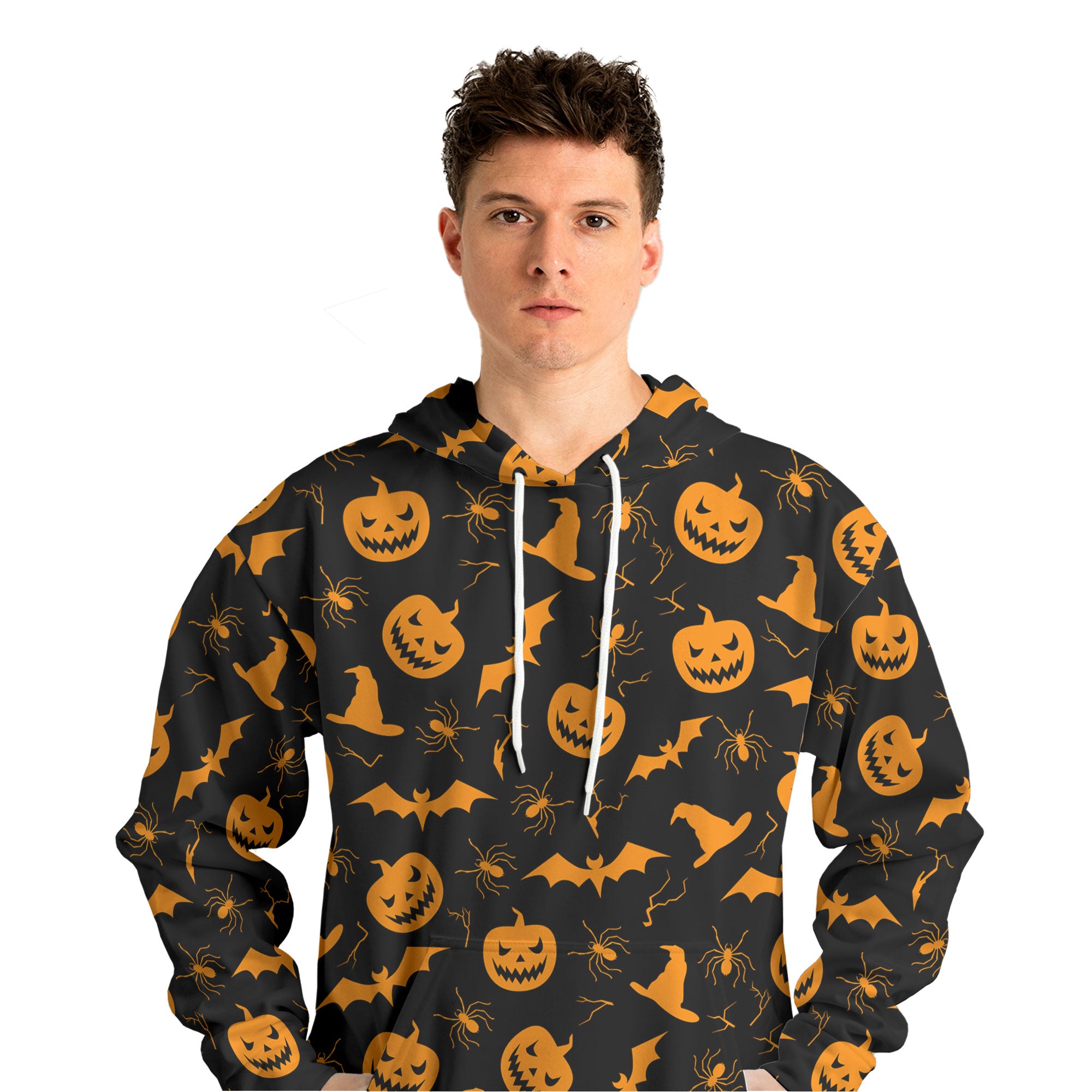 Funny Pumpkins Halloween Seamless Pattern Hoodie - HYPERFAVOR