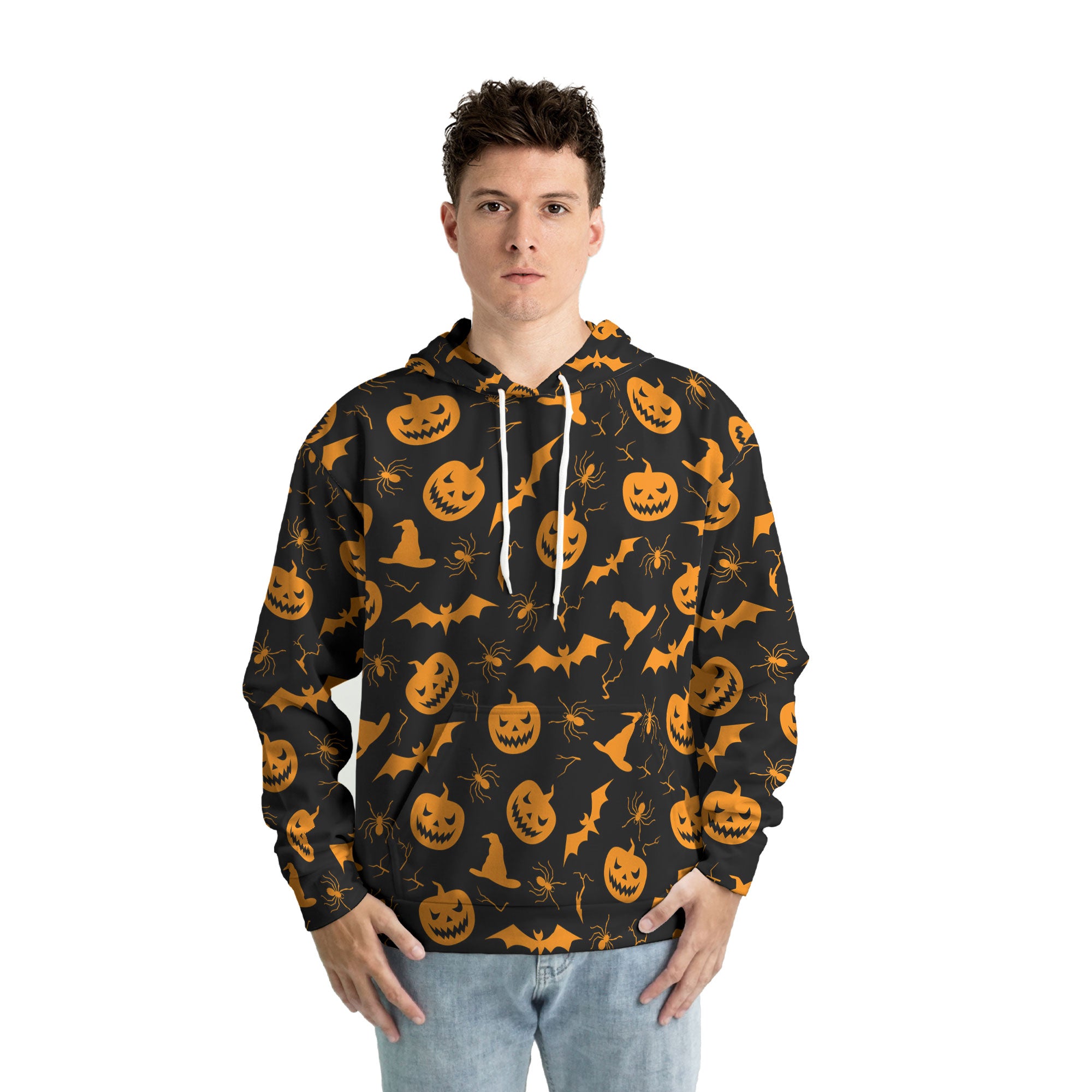 Funny Pumpkins Halloween Seamless Pattern Hoodie - HYPERFAVOR