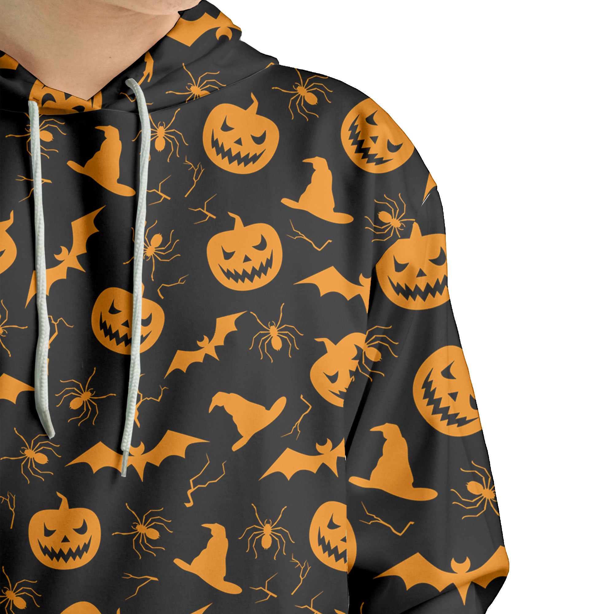 Funny Pumpkins Halloween Seamless Pattern Hoodie - HYPERFAVOR