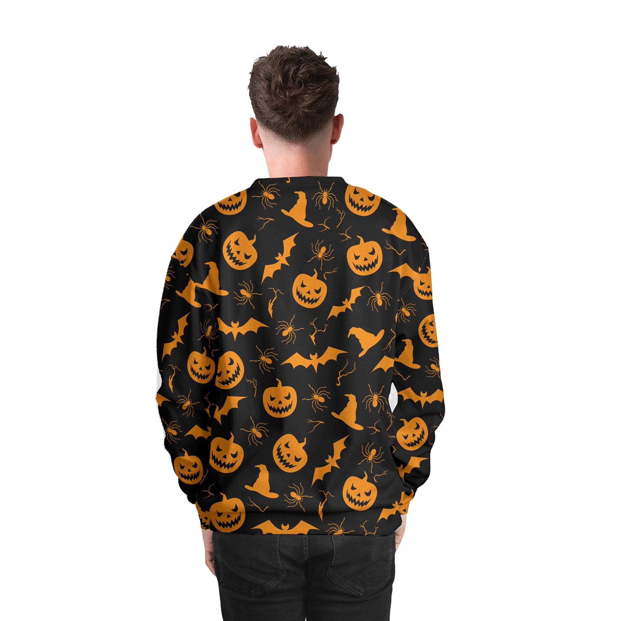 Funny Pumpkins Halloween Seamless Pattern Sweatshirt - HYPERFAVOR