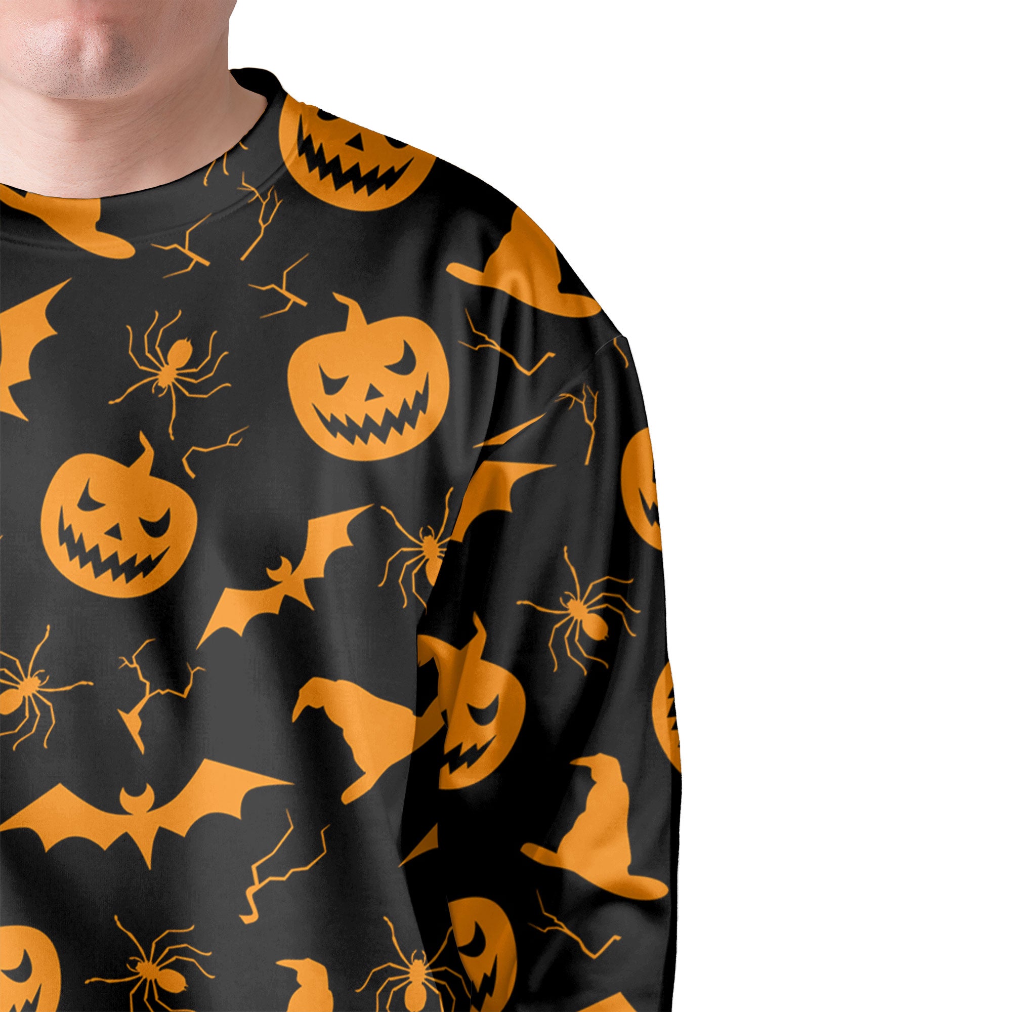 Funny Pumpkins Halloween Seamless Pattern Sweatshirt - HYPERFAVOR