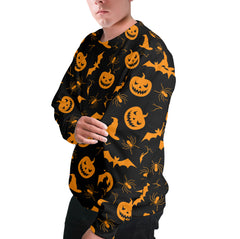 Funny Pumpkins Halloween Seamless Pattern Sweatshirt - HYPERFAVOR