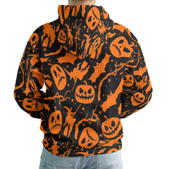 Funny Pumpkins & Witches Halloween Pattern Hoodie - HYPERFAVOR