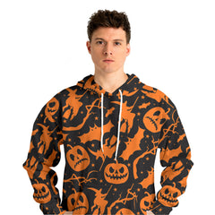 Funny Pumpkins & Witches Halloween Pattern Hoodie - HYPERFAVOR