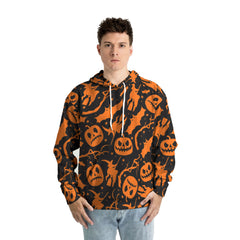 Funny Pumpkins & Witches Halloween Pattern Hoodie - HYPERFAVOR