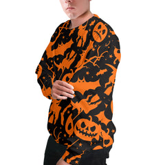 Funny Pumpkins & Witches Halloween Pattern Sweatshirt - HYPERFAVOR