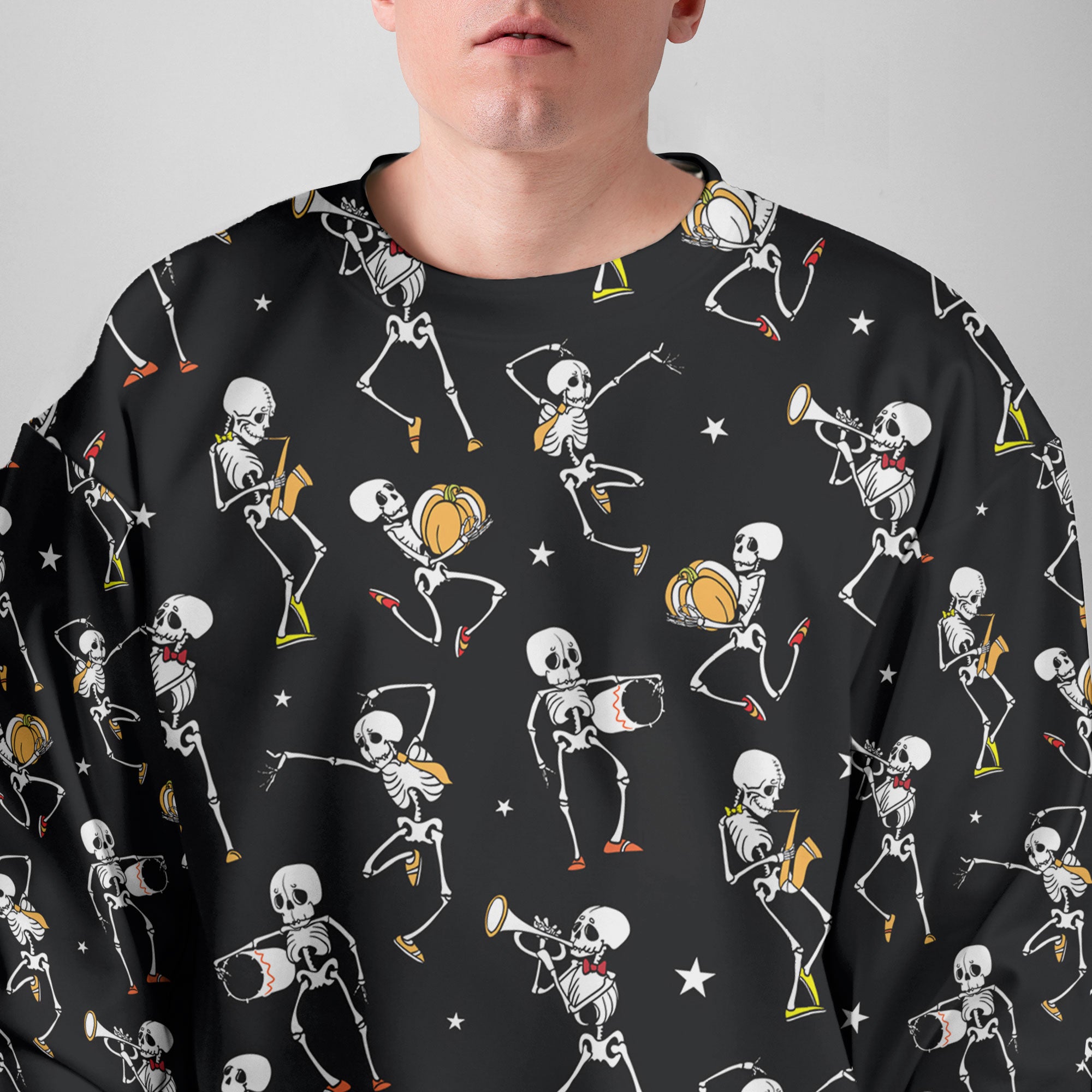 Funny Vintage Pattern Skull Dancing Halloween For Men, For Woman Sweatshirt - HYPERFAVOR