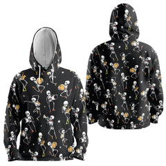 Funny Vintage Pattern Skull Dancing Halloween For Men, For Woman Hoodie - HYPERFAVOR