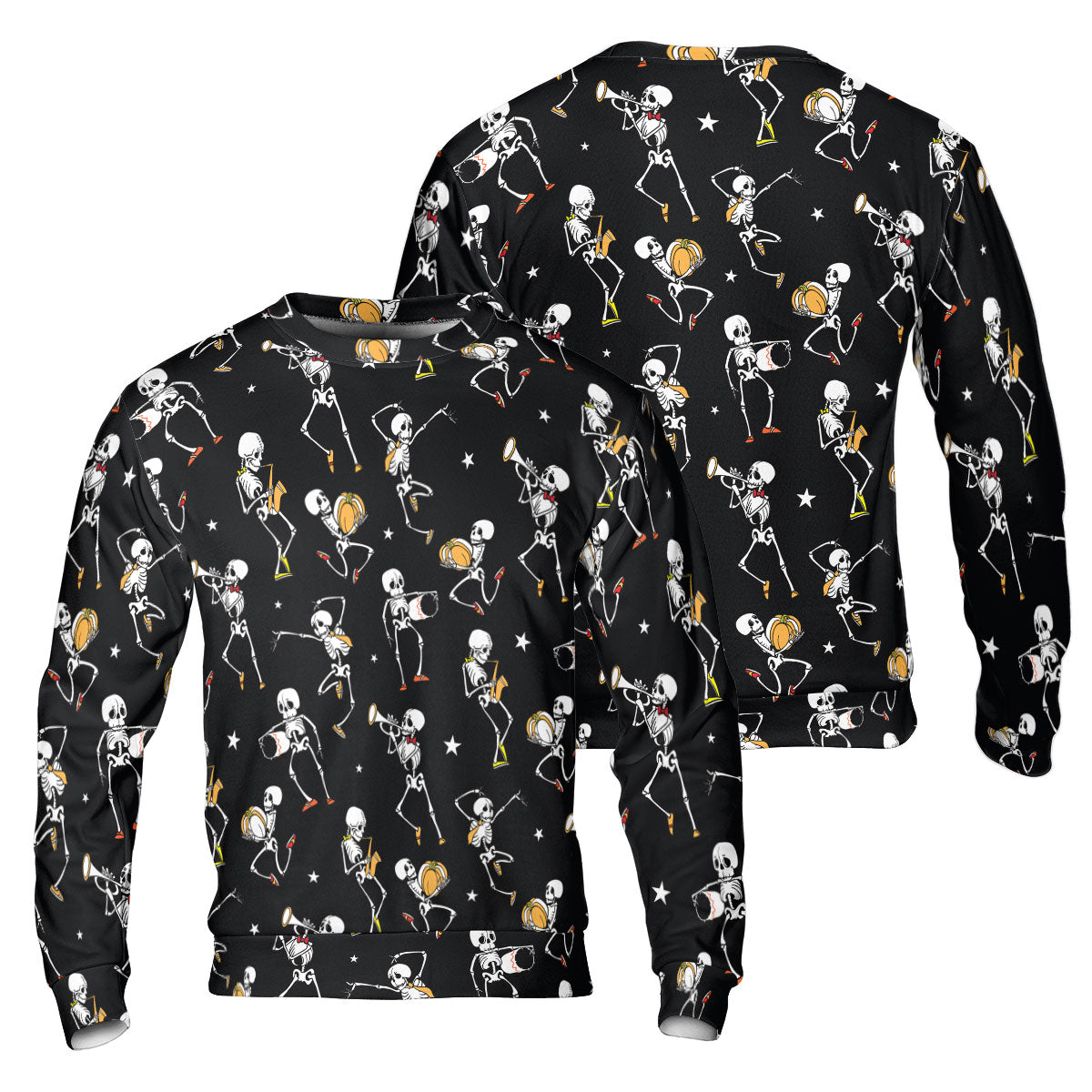 Funny Vintage Pattern Skull Dancing Halloween For Men, For Woman Sweatshirt - HYPERFAVOR