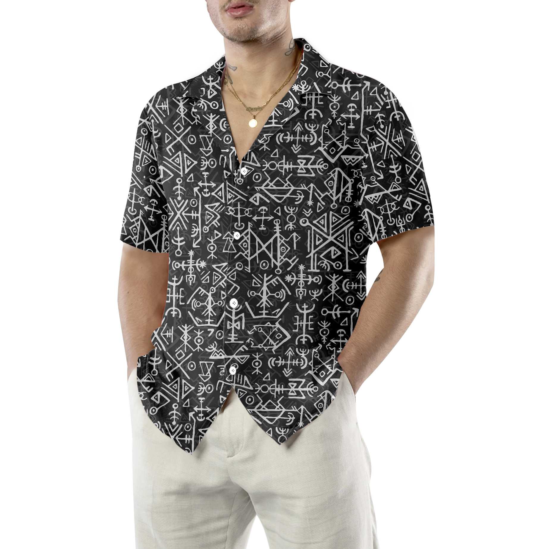 Futhark Norse Islandic And Viking Symbol Hawaiian Shirt, Seamless Pattern Viking Shirt For Men And Women