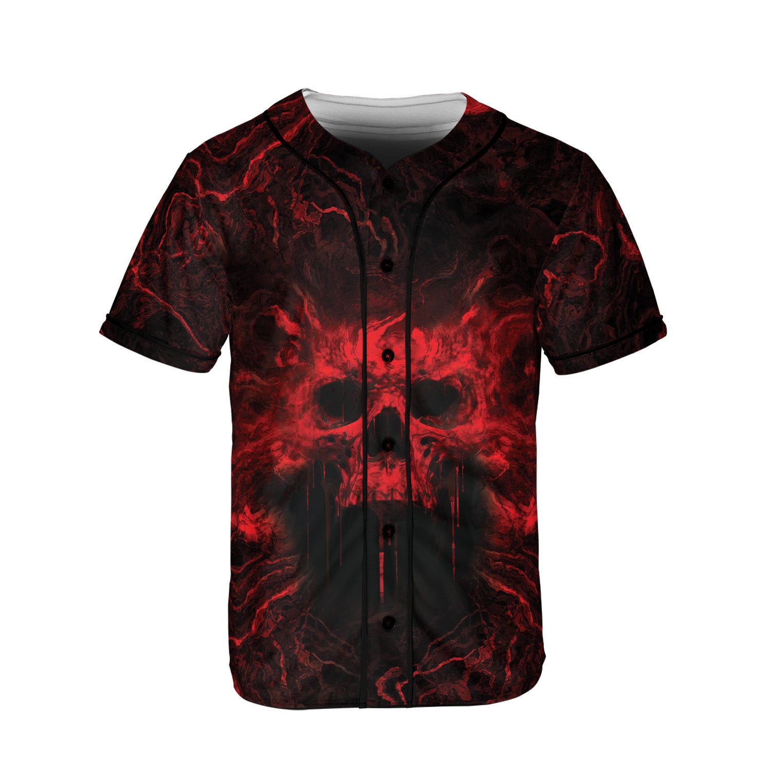 Ghost Blood Skull Custom Baseball Jersey - HYPERFAVOR