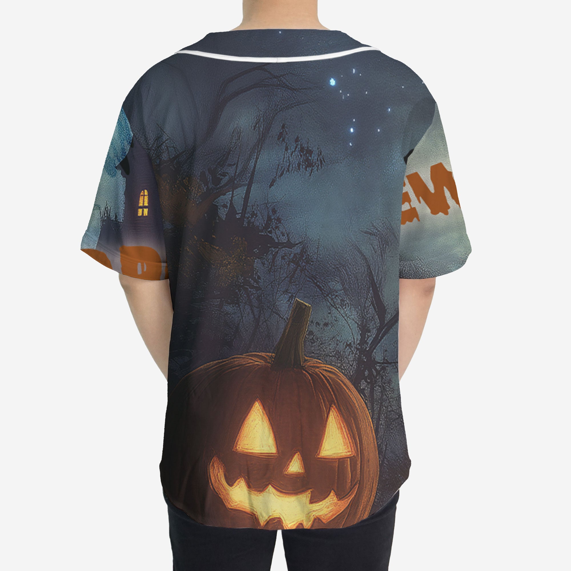 Scary Ghost Pumpkins In Midnight Halloween Baseball Jersey - HYPERFAVOR