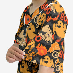 Ghost Pumpkins Halloween Abstract Seamless Pattern Baseball Jersey - HYPERFAVOR