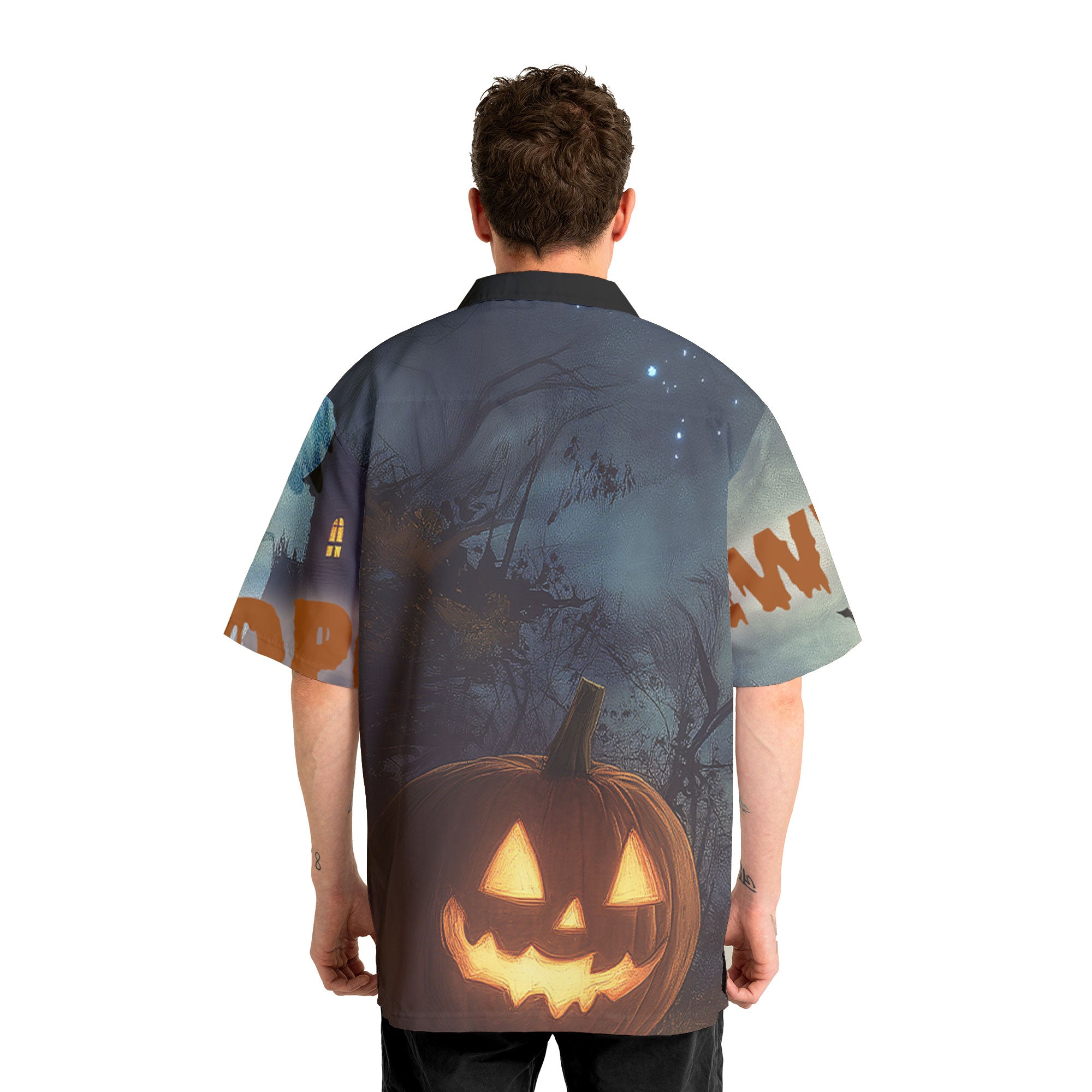 Scary Ghost Pumpkins In Midnight Halloween Hawaiian Shirt - HYPERFAVOR