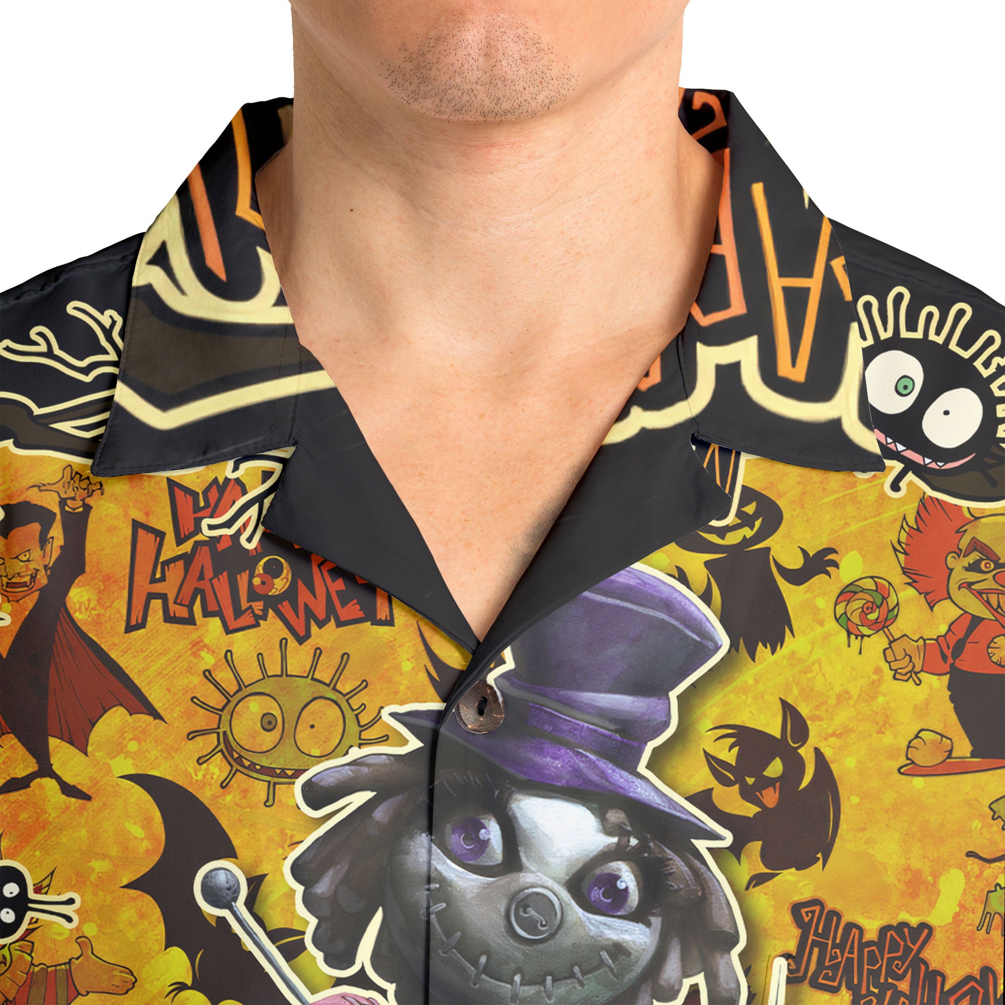 Spooky Halloween Illustration Doll Hawaiian Shirt - HYPERFAVOR