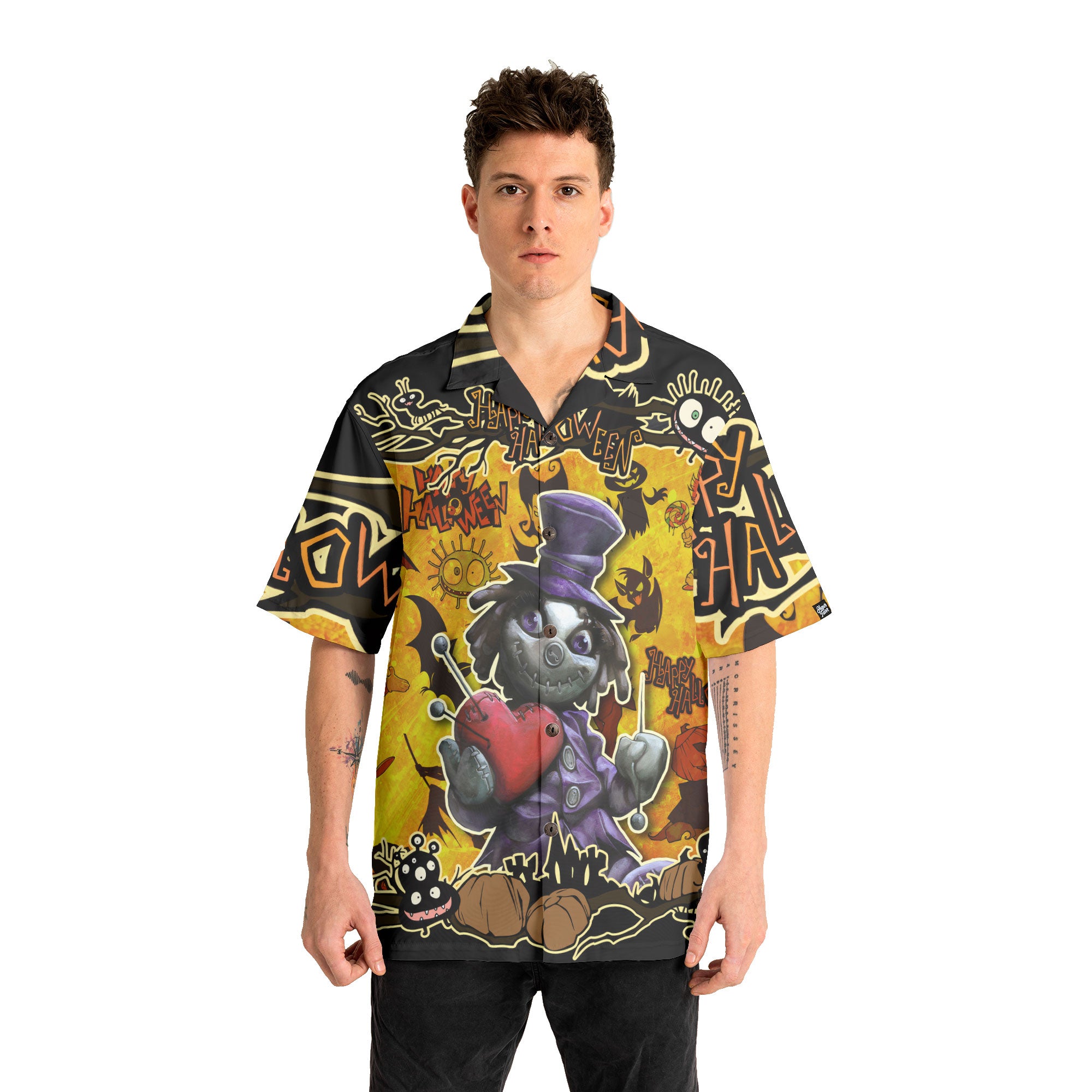 Spooky Halloween Illustration Doll Hawaiian Shirt - HYPERFAVOR