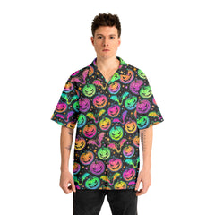 Neon Ghost Pumpkin Halloween Hawaiian Shirt - HYPERFAVOR