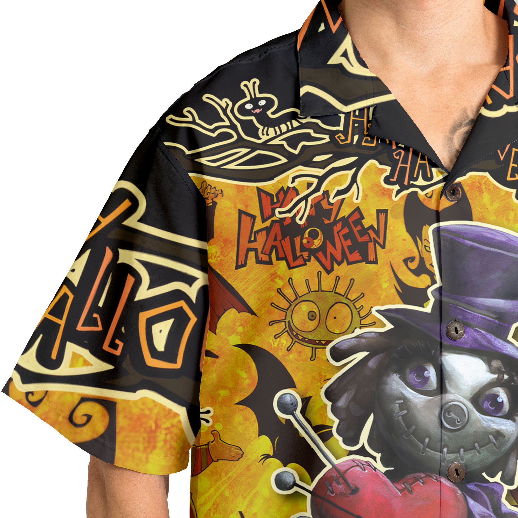 Spooky Halloween Illustration Doll Hawaiian Shirt - HYPERFAVOR