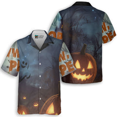 Scary Ghost Pumpkins In Midnight Halloween Hawaiian Shirt - HYPERFAVOR