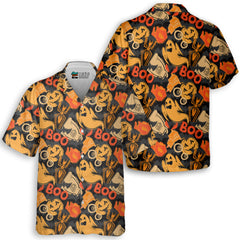 Ghost Pumpkins Halloween Abstract Seamless Pattern Hawaiian Shirt  - HYPERFAVOR