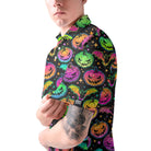 Neon Ghost Pumpkin Halloween Polo Shirt - HYPERFAVOR