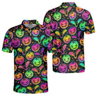 Neon Ghost Pumpkin Halloween Polo Shirt - HYPERFAVOR