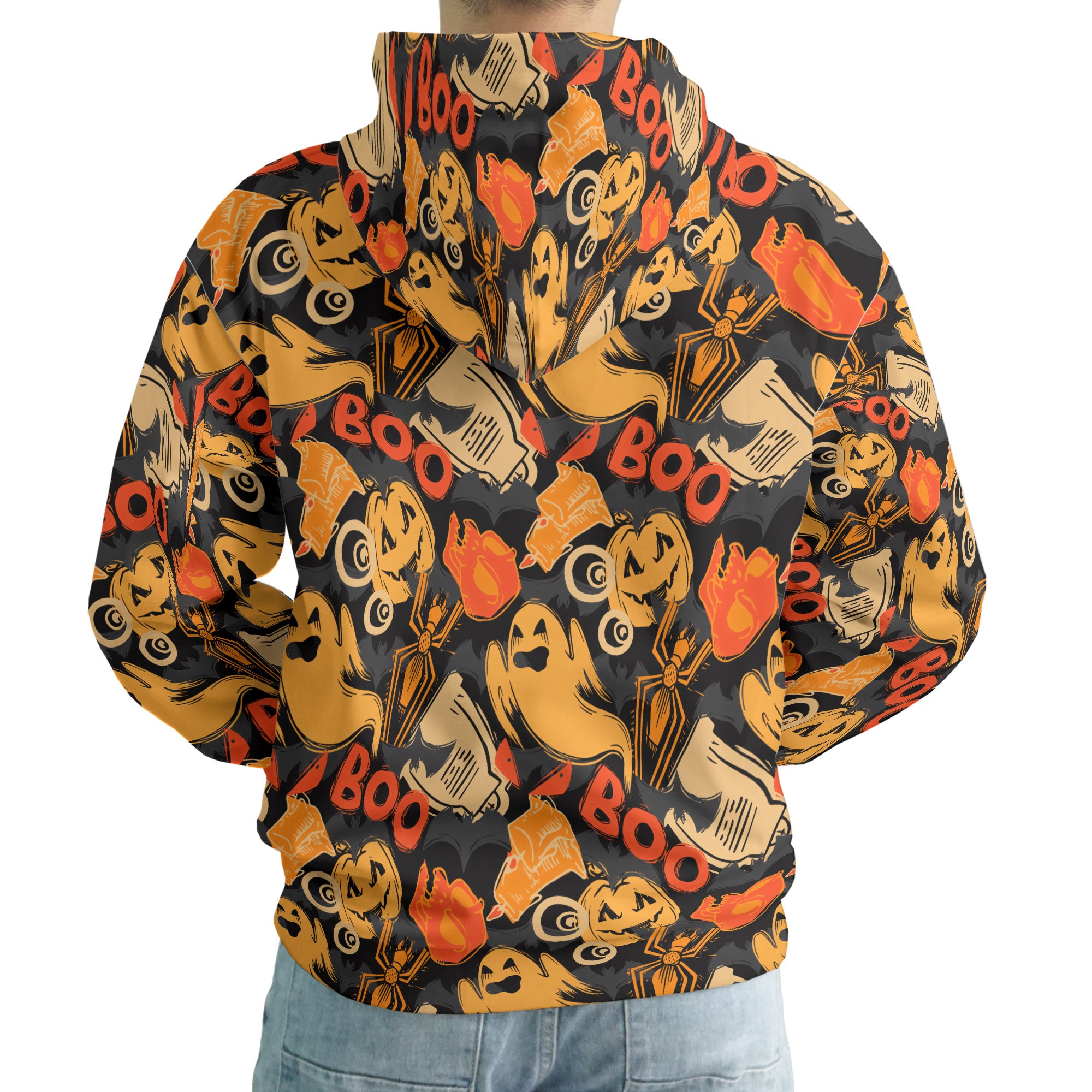 Ghost Pumpkins Halloween Abstract Seamless Pattern Hoodie - HYPERFAVOR