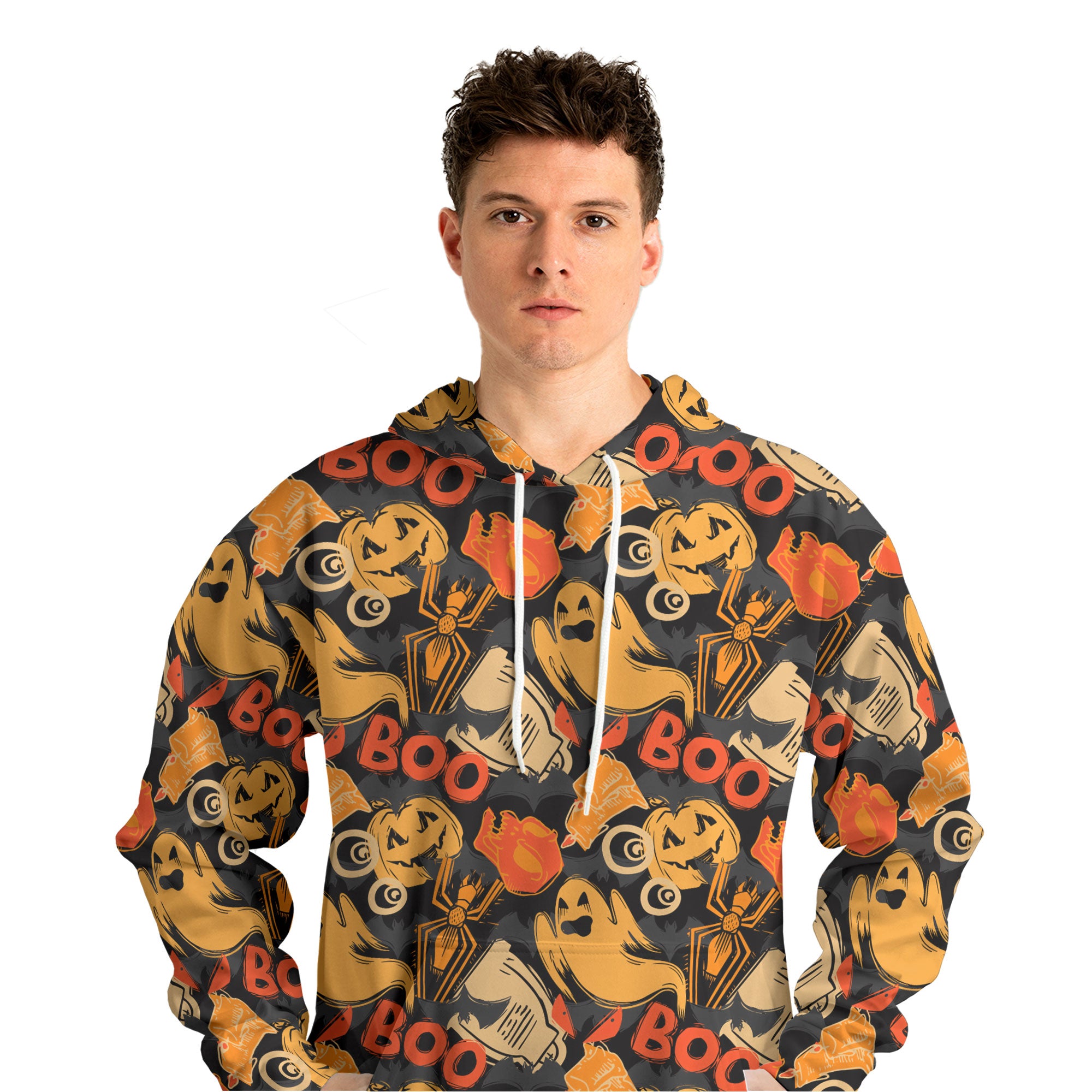 Ghost Pumpkins Halloween Abstract Seamless Pattern Hoodie - HYPERFAVOR