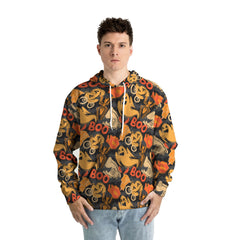 Ghost Pumpkins Halloween Abstract Seamless Pattern Hoodie - HYPERFAVOR