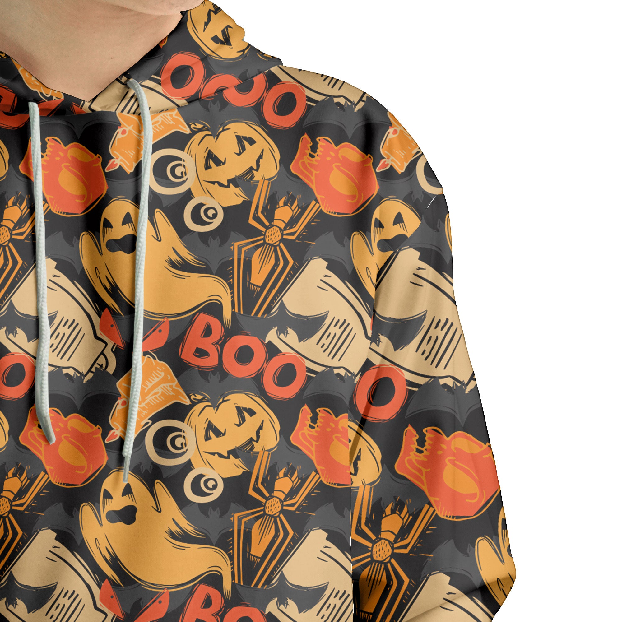 Ghost Pumpkins Halloween Abstract Seamless Pattern Hoodie - HYPERFAVOR