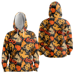 Ghost Pumpkins Halloween Abstract Seamless Pattern Hoodie - HYPERFAVOR