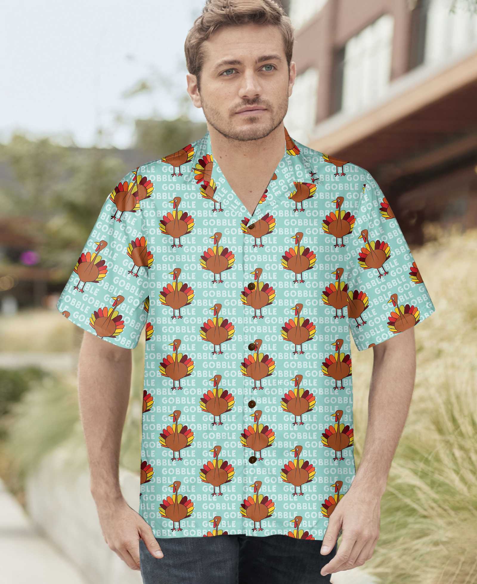 Gobble Gobble Thanksgiving Turkey Shirt, Thanksgiving Hawaiian Shirt For Men