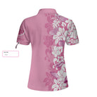 Golfer Flower Pink Custom Short Sleeve Women Polo Shirt, Personalized Floral Golf Shirt For Ladies