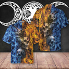 Gothic Skull Fire And Water Hawaiian Shirt, Unique Skull Goth Shirt For Men And Women