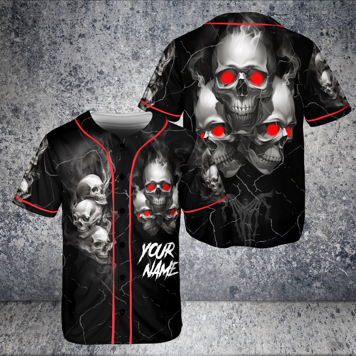 Hear See Speak No Evil Skull Custom Baseball Jersey - HYPERFAVOR