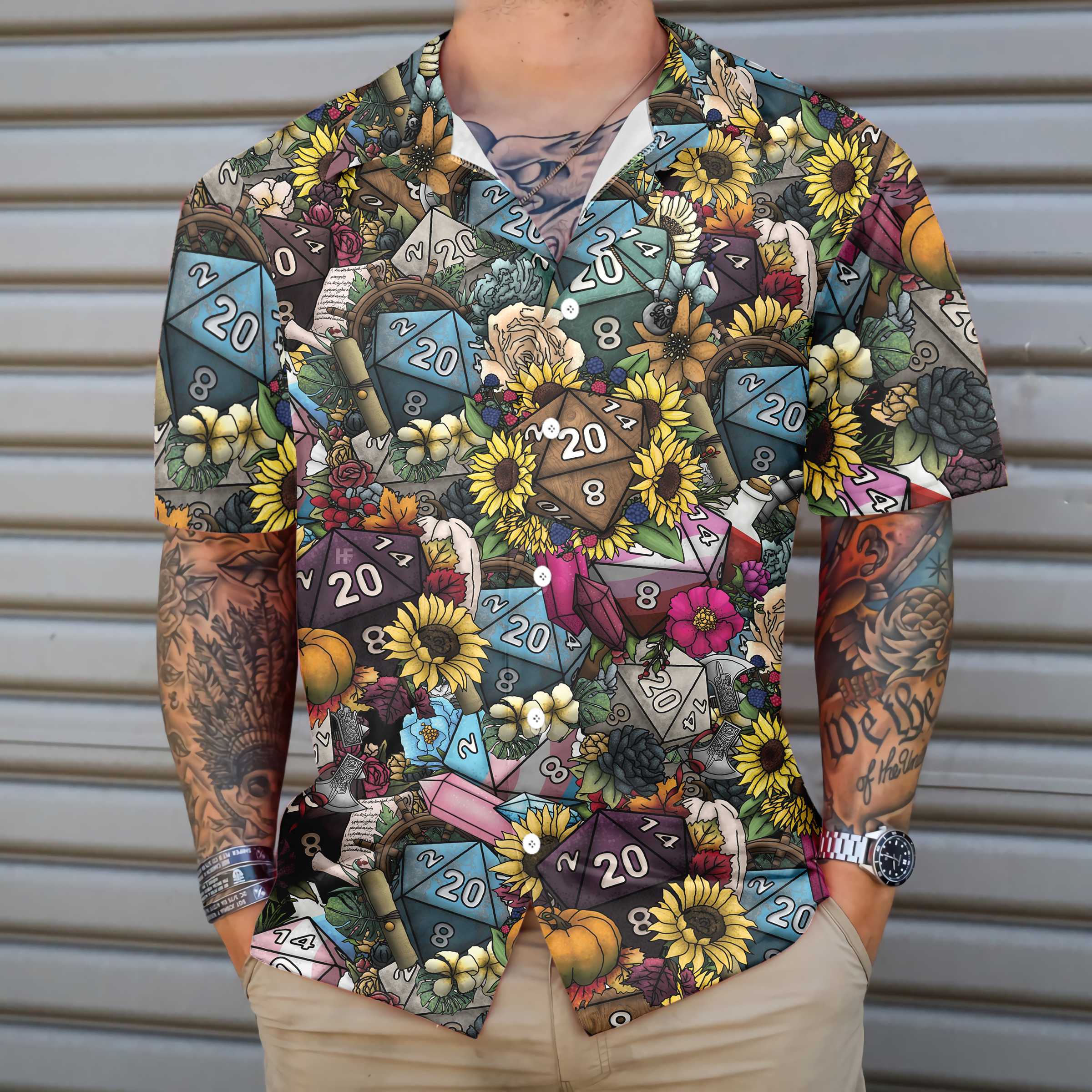Hippie Dice & Love Flowers Hawaiian Shirt, Unique Hippie Shirt, Best Hippie Gift Ideas