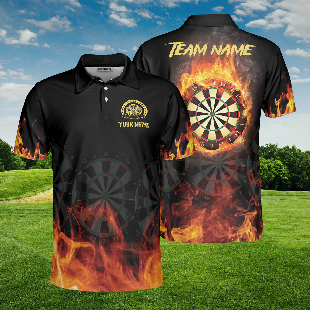 HYPERFAVOR Fire Flame Dart Custom Polo Shirt