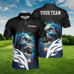 HYPERFAVOR Funny Skull 8 Ball Pool Custom Billiard Polo Shirt