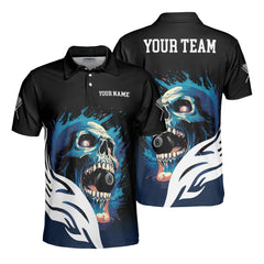 HYPERFAVOR Funny Skull 8 Ball Pool Custom Billiard Polo Shirt