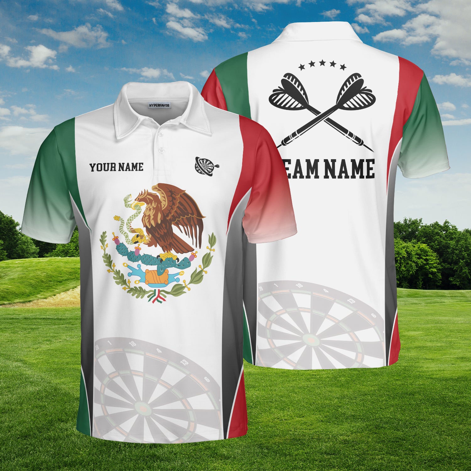 HYPERFAVOR Mexican Flag Dart Custom Polo Shirt