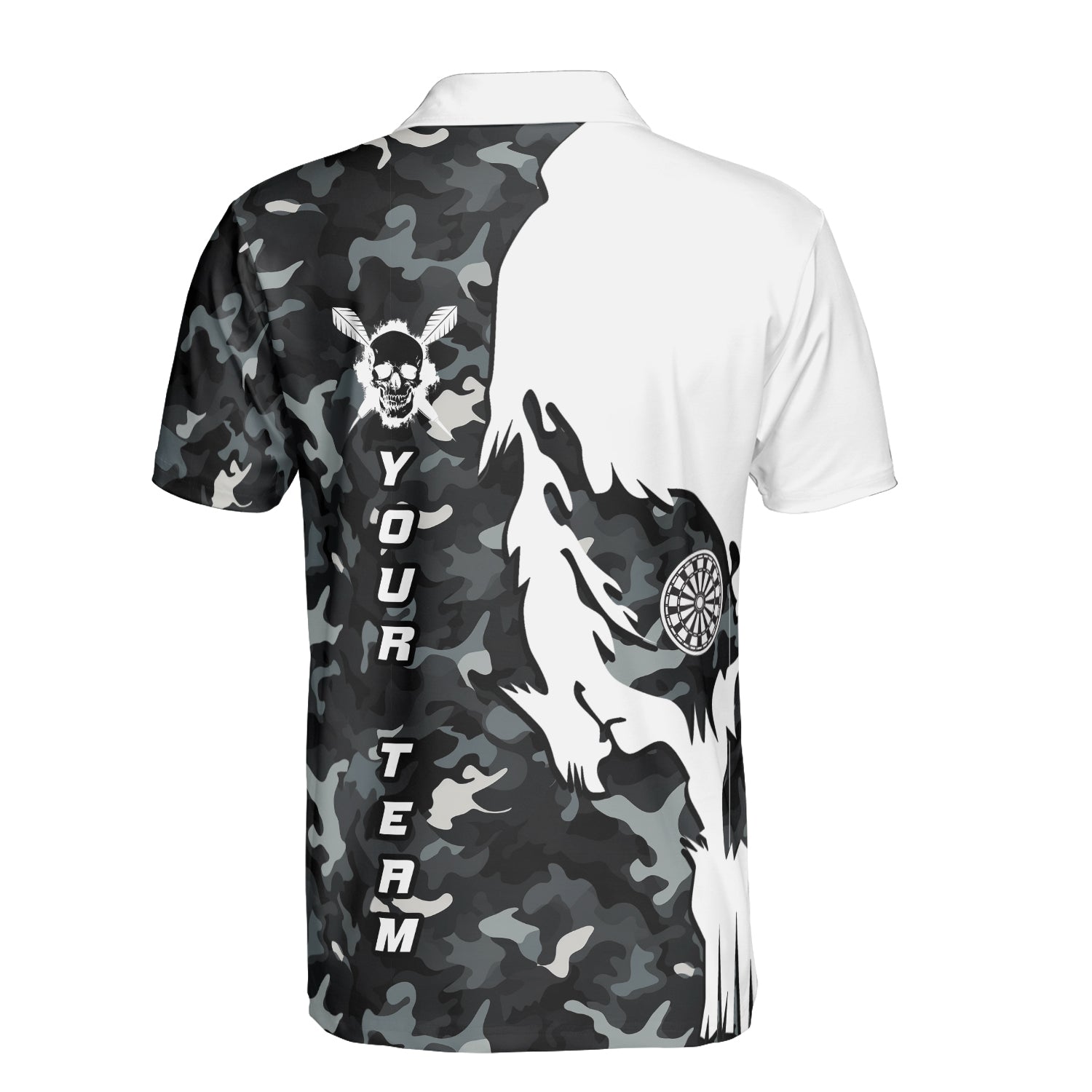 HYPERFAVOR Personalized Grey Camouflage Skull Darts Polo Shirt