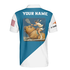 HYPERFAVOR Personalized Riding Capybara Custom Tennis Polo Shirt