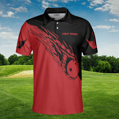 HYPERFAVOR Strike Red Flaming Bowling Ball Custom Polo Shirt